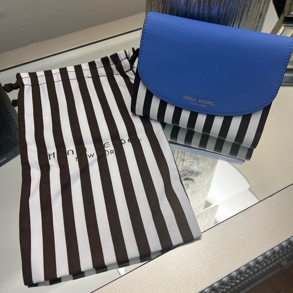 NWOT Henri Bendel Wallet in blue with black and white stripes. - Picture 2 of 8